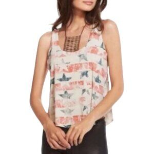 NEW Chaser Striped Stars Print AMERICAN FLAG Racerback Tank Sz. XS